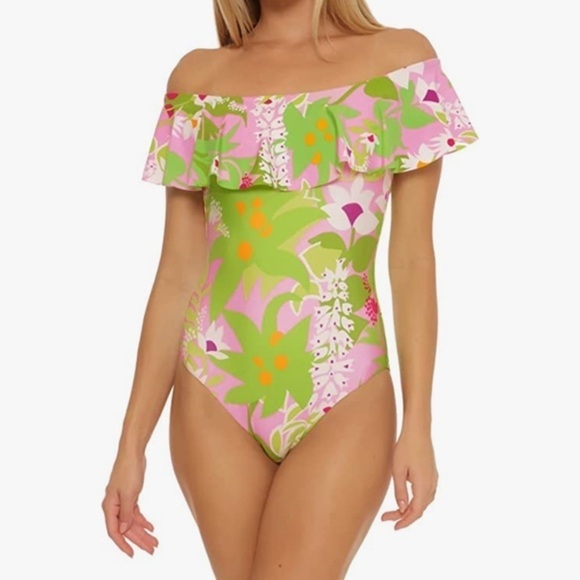 NWOT TRINA TURK La Palma Off The Shoulder One-Piece Swimsuit size 6 - Picture 1 of 10